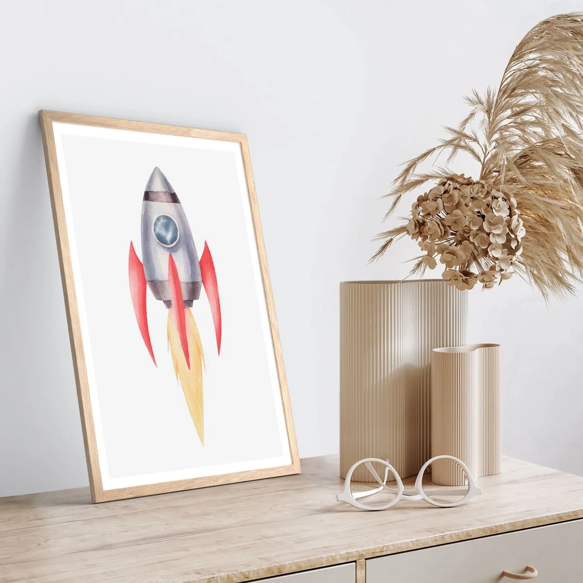 Plakát v rámu světlý dub - Výš, rychleji, dál - 70x100 cm