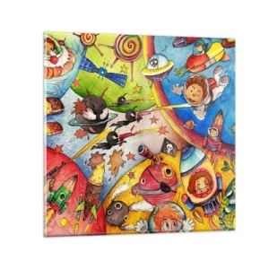 Obraz na skle - Velké vesmírné dobrodružství - 30x30 cm