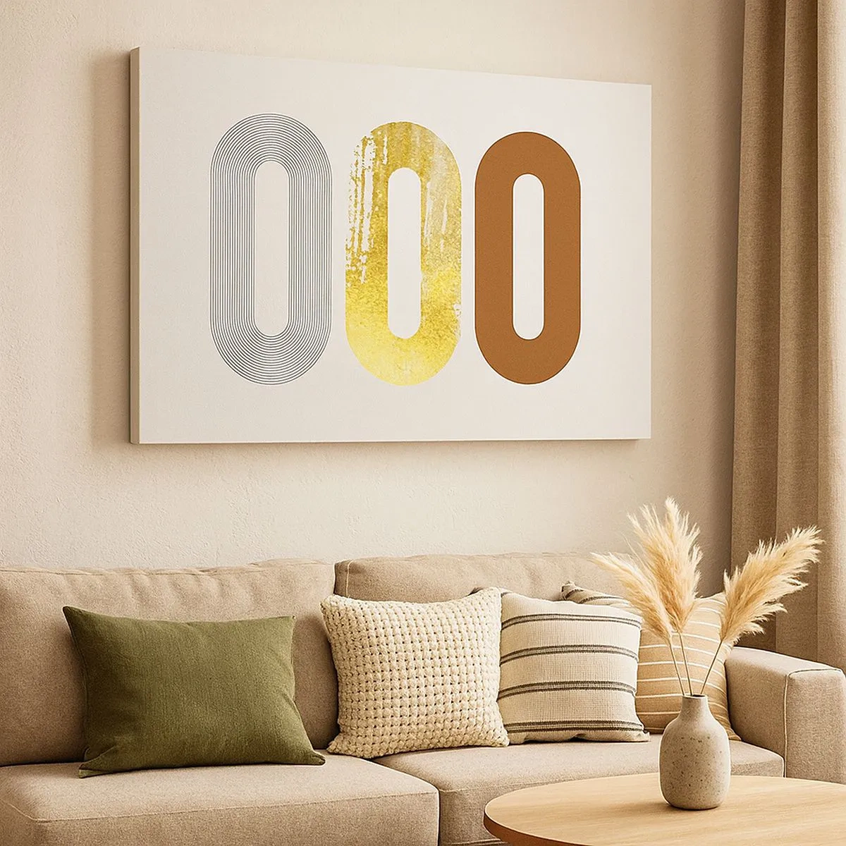 Obraz na plátně - Abstraktní motiv tří geometrických tvarů - 70x50cm - Ooo! - Moderní nástěnná dekorace do obývacího pokoje a ložnice ARTTOR