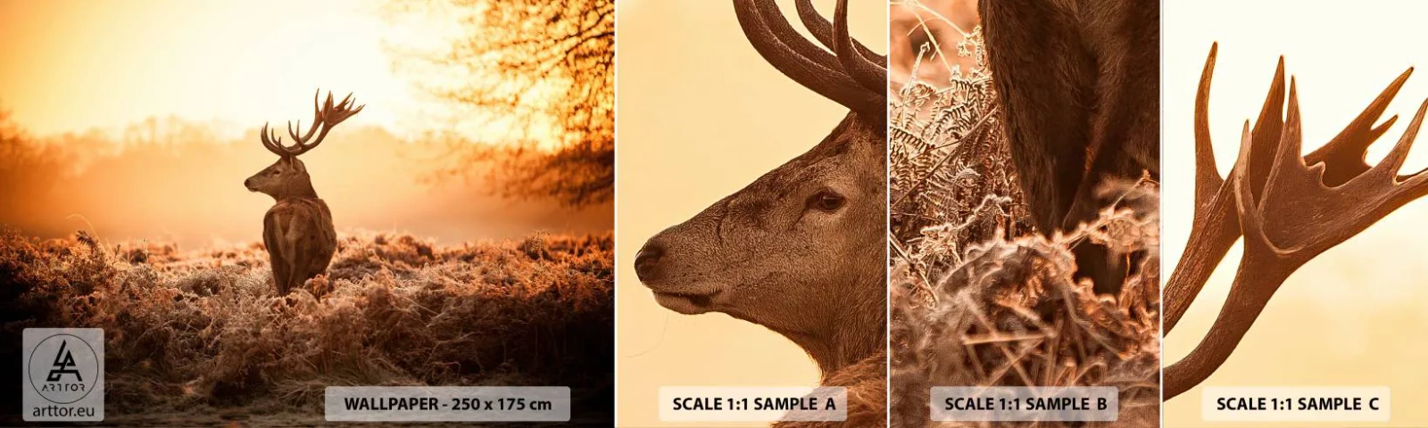 Vzor Fototapety Samolepicí Deluxe Sticker - Pán na panství - Krajina, Jelen, Zvířata - 100x30 cm