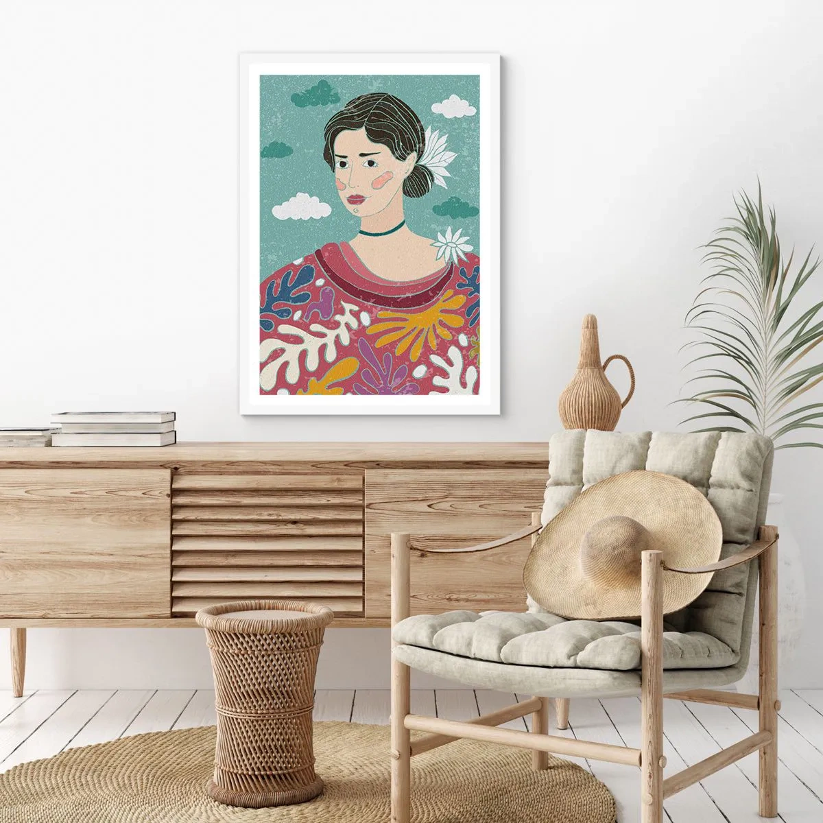 Plakát v bílém rámu - S melancholií v pohledu - 61x91 cm