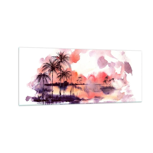Obraz na skle - Klid tropů v červené - 100x40 cm