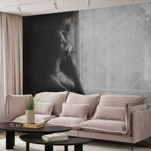 Fototapeta Premium Sand - Smyslný okamžik - Žena, Cigareta, Ložnice - 100x70 cm