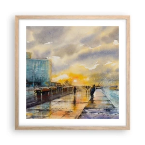 Plakát v rámu světlý dub - Život na pobřeží - 50x50 cm