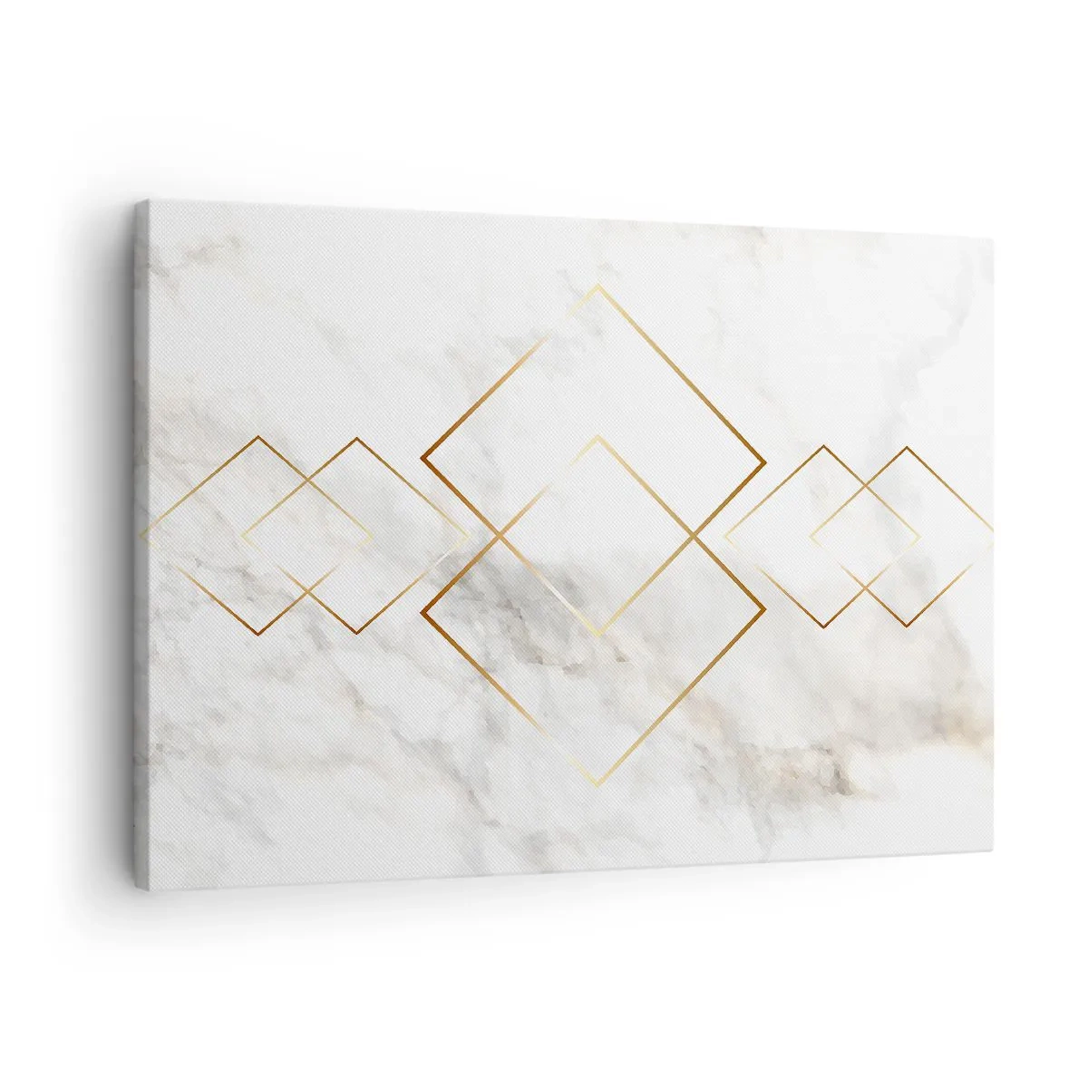 Obraz na plátně - Minimalistické zlaté kosočtverce na mramorovém pozadí - 70x50cm - Pohled na nekonečno - Moderní nástěnná dekorace do obývacího pokoje a ložnice ARTTOR