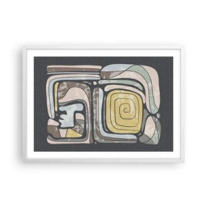 Plakát v bílém rámu - Abstrakce v předkolumbovském duchu - 70x50 cm