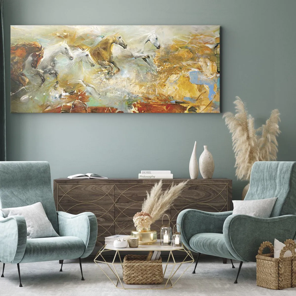 Obraz na plátně - Cválá světlem - 100x40 cm