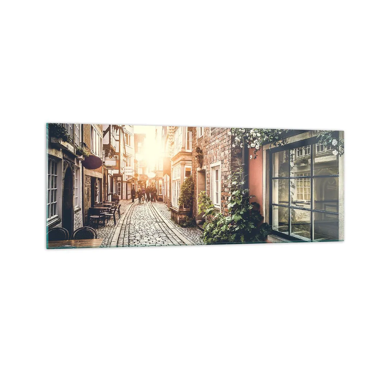 Obraz na skle - Růžová ulička v růžové září - 140x50 cm