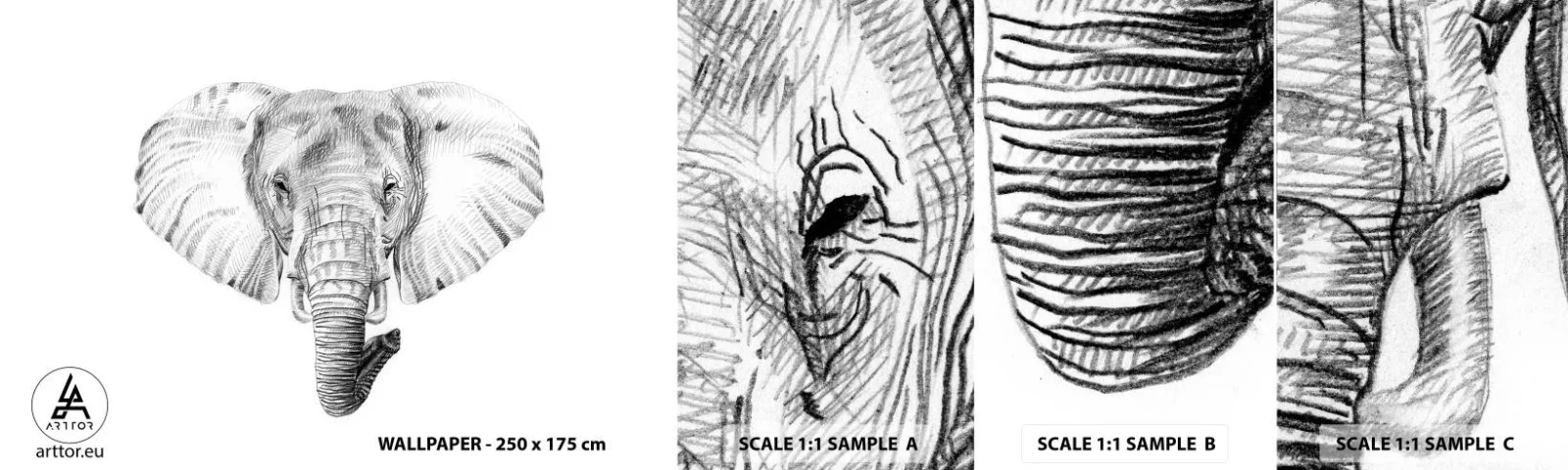 Vzor Fototapety Samolepicí Deluxe Sticker - „Byl jeden slon, velký jako - slon“ - Zvířata, Slon, Grafika - 100x30 cm