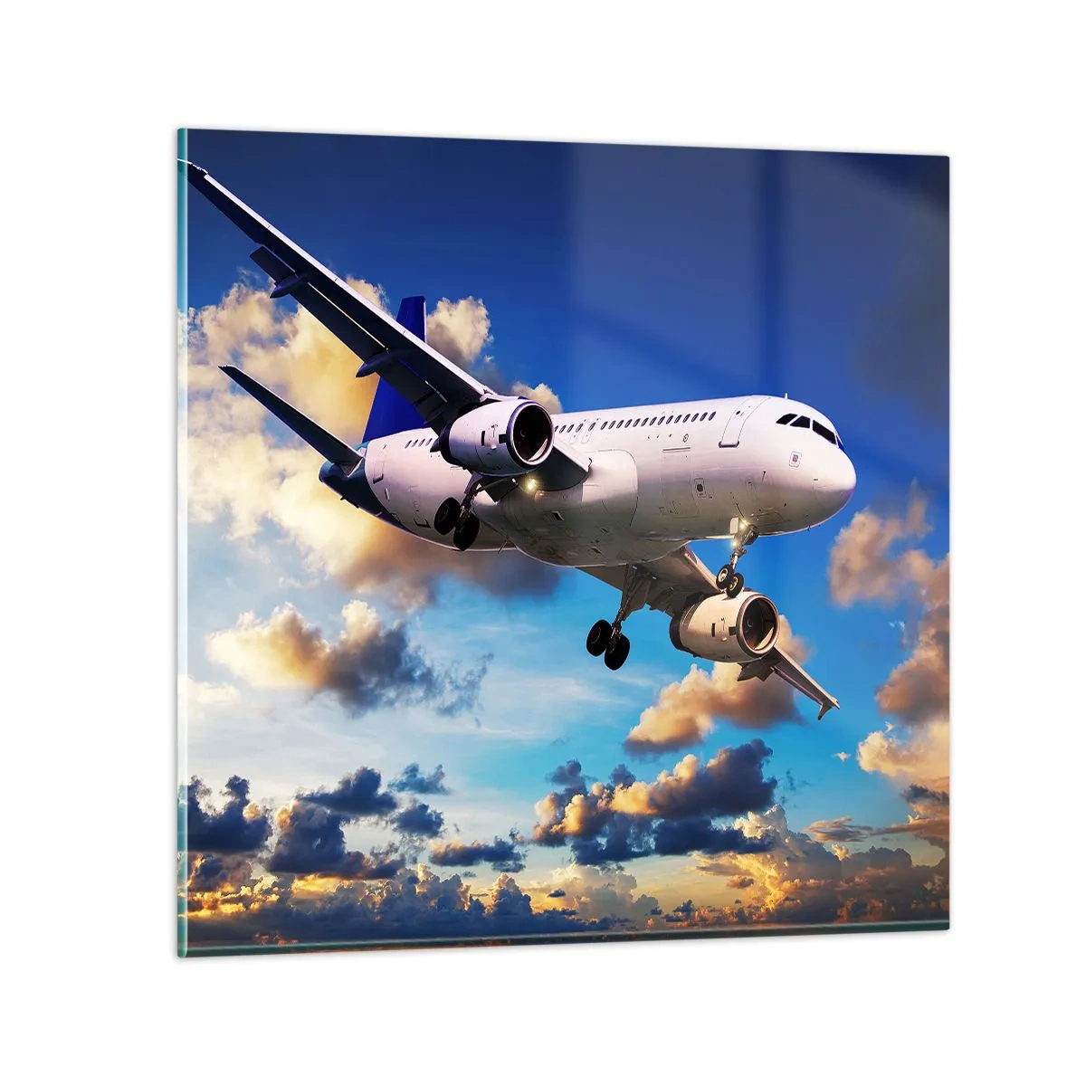 Obraz na skle - Cestování v bílé a blankytné - 50x50 cm