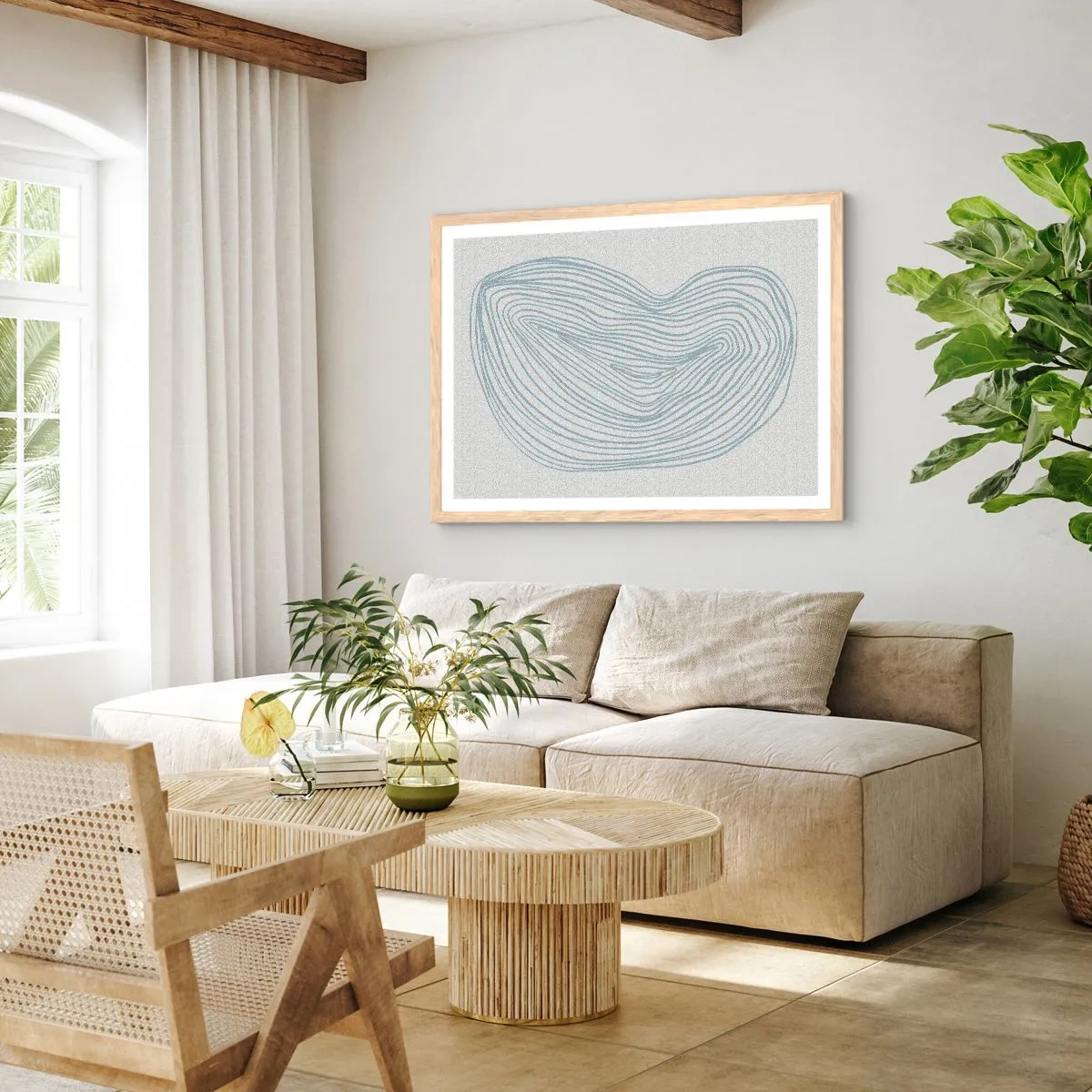 Plakát v rámu světlý dub - Úsměv kapky - 50x40 cm