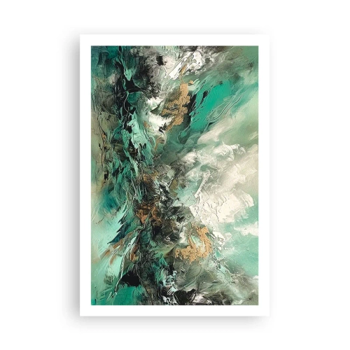 Plakát - Smaragdově černé vlnobití - 61x91 cm
