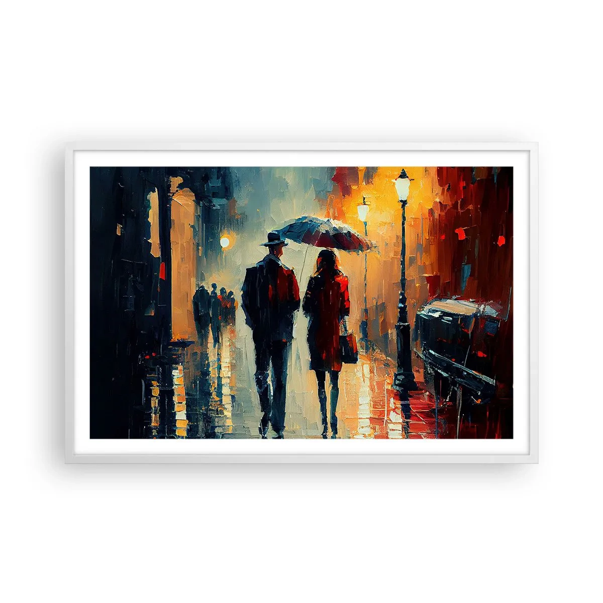 Plakát v bílém rámu - Městská love story - 91x61 cm