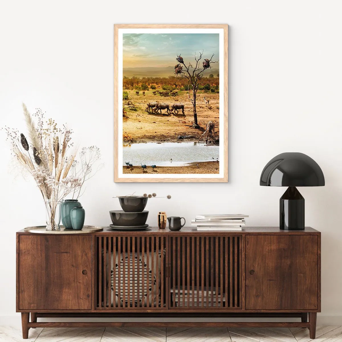 Plakát v rámu světlý dub - „Z ráje opět pramenila řeka…“ - 70x100 cm
