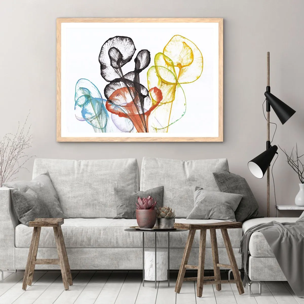 Plakát v rámu světlý dub - Květiny s duší - 70x50 cm