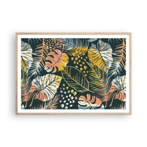 Plakát v rámu světlý dub - Listová fantazie - 100x70 cm