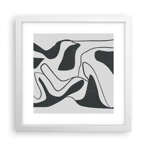 Plakát v bílém rámu - Abstraktní hra v labyrintu - 30x30 cm