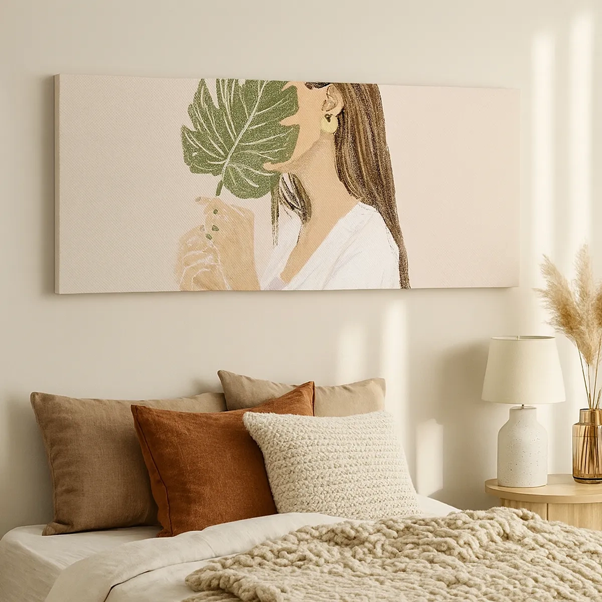 Obraz na plátně - Tajemný portrét s vějířem - 30x30 cm