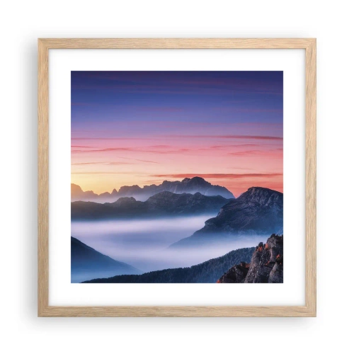 Plakát v rámu světlý dub - Nad údolími - 40x40 cm