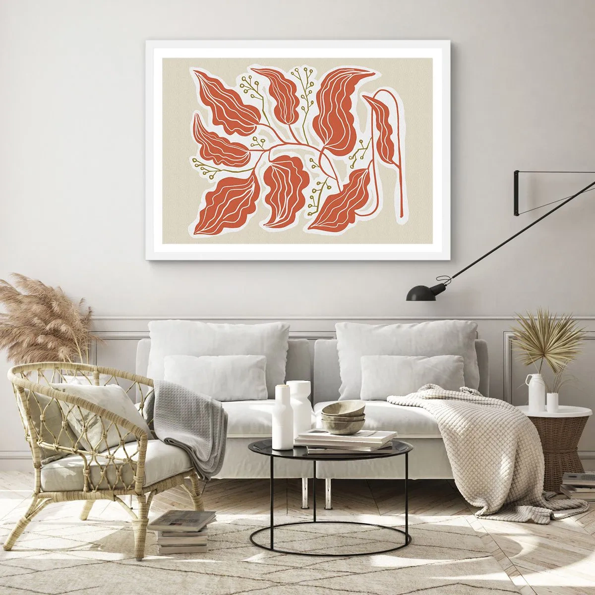 Plakát v bílém rámu - Lidově a korálově - 70x50 cm