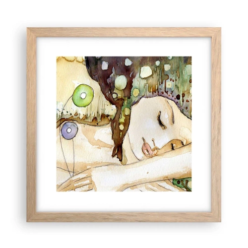 Plakát v rámu světlý dub - Smaragdově-fialový sen - 30x30 cm