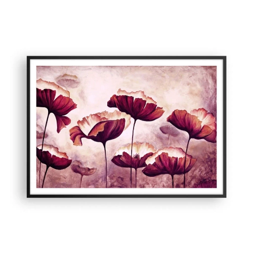 Plakát v černém rámu - Červený a bílý plátek - 100x70 cm