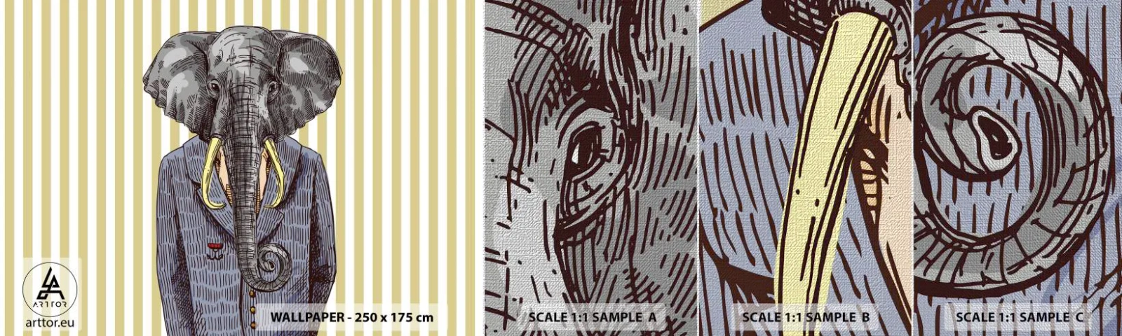 Vzor Fototapety Premium Canvas - Elegantní od přírody - Abstrakce, Slon, Portrét - 100x30 cm