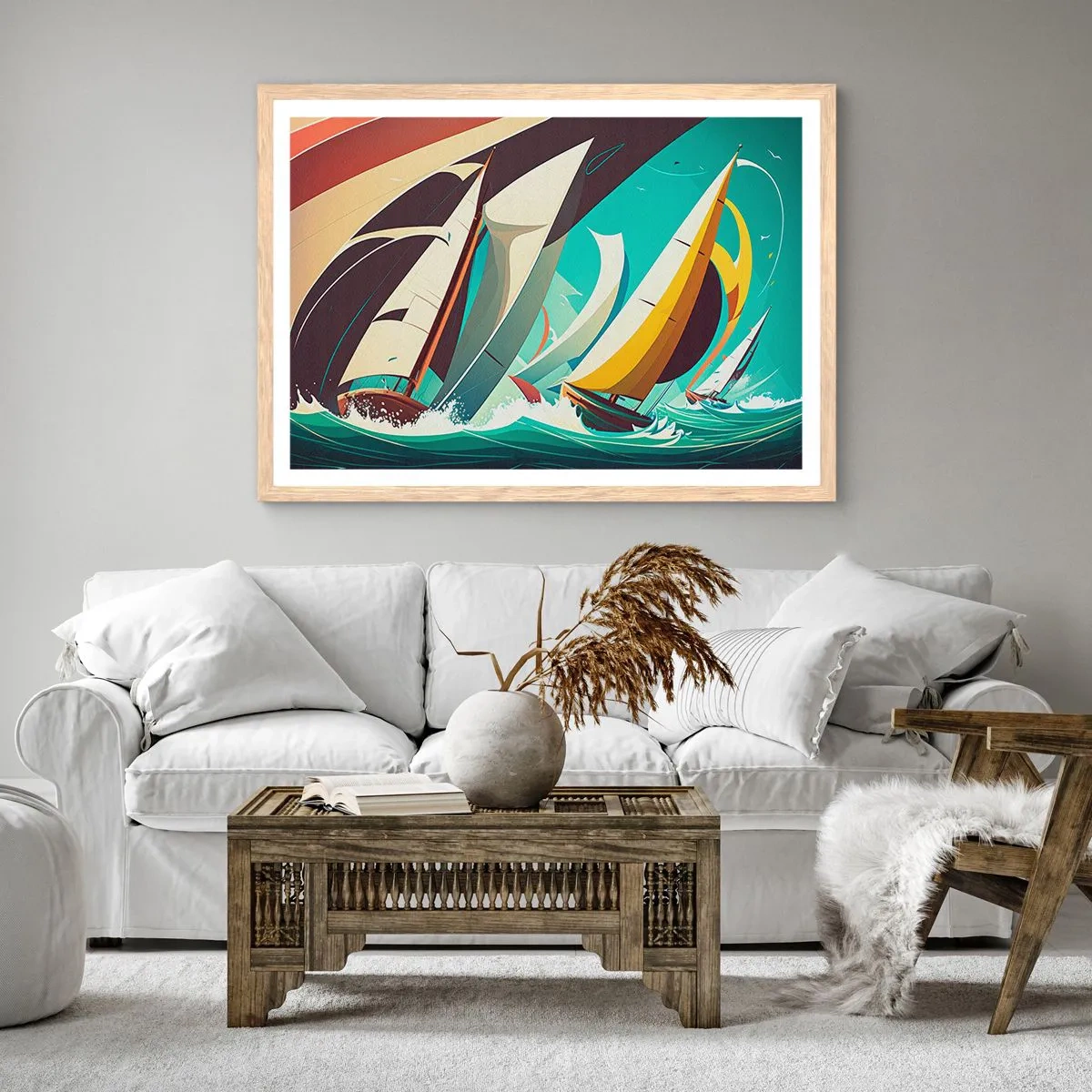 Plakát v rámu světlý dub - Jak vycházet s živly - 100x70 cm