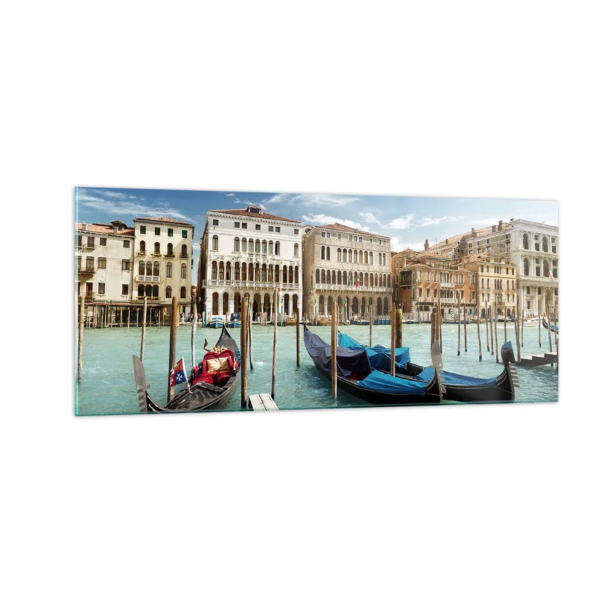 Obraz na skle - Paláce v modři - 100x40 cm