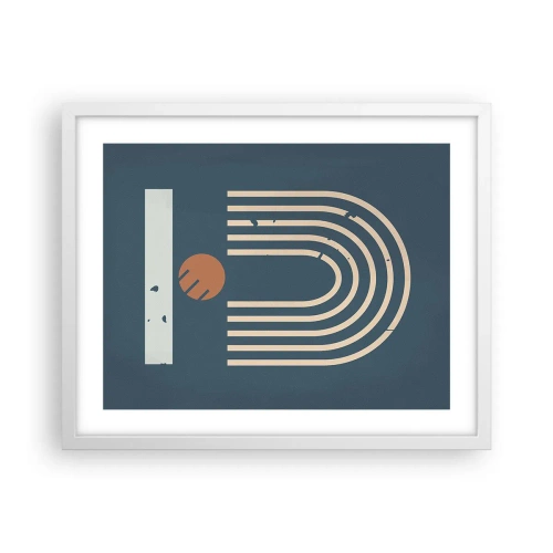 Plakát v bílém rámu - Geometrie v námořnické modři - 50x40 cm
