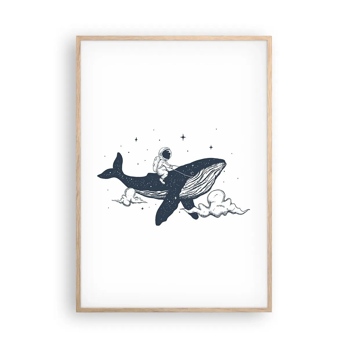 Plakát v rámu světlý dub - Vesmírné dobrodružství - 70x100 cm