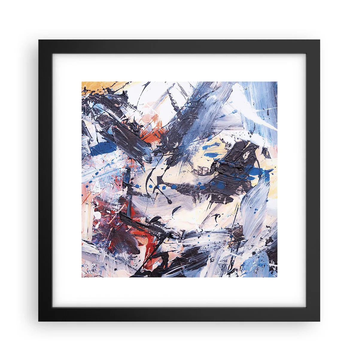 Plakát v černém rámu - Bláznivý tanec abstrakce - 30x30 cm