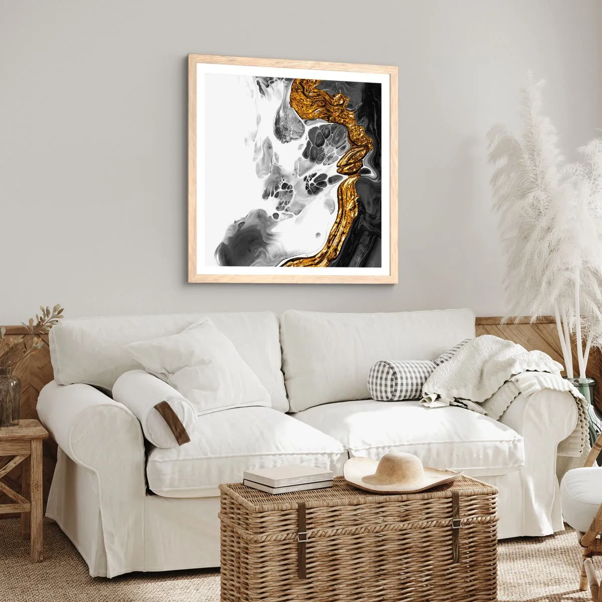 Plakát v rámu světlý dub - Organická kompozice - 60x60 cm