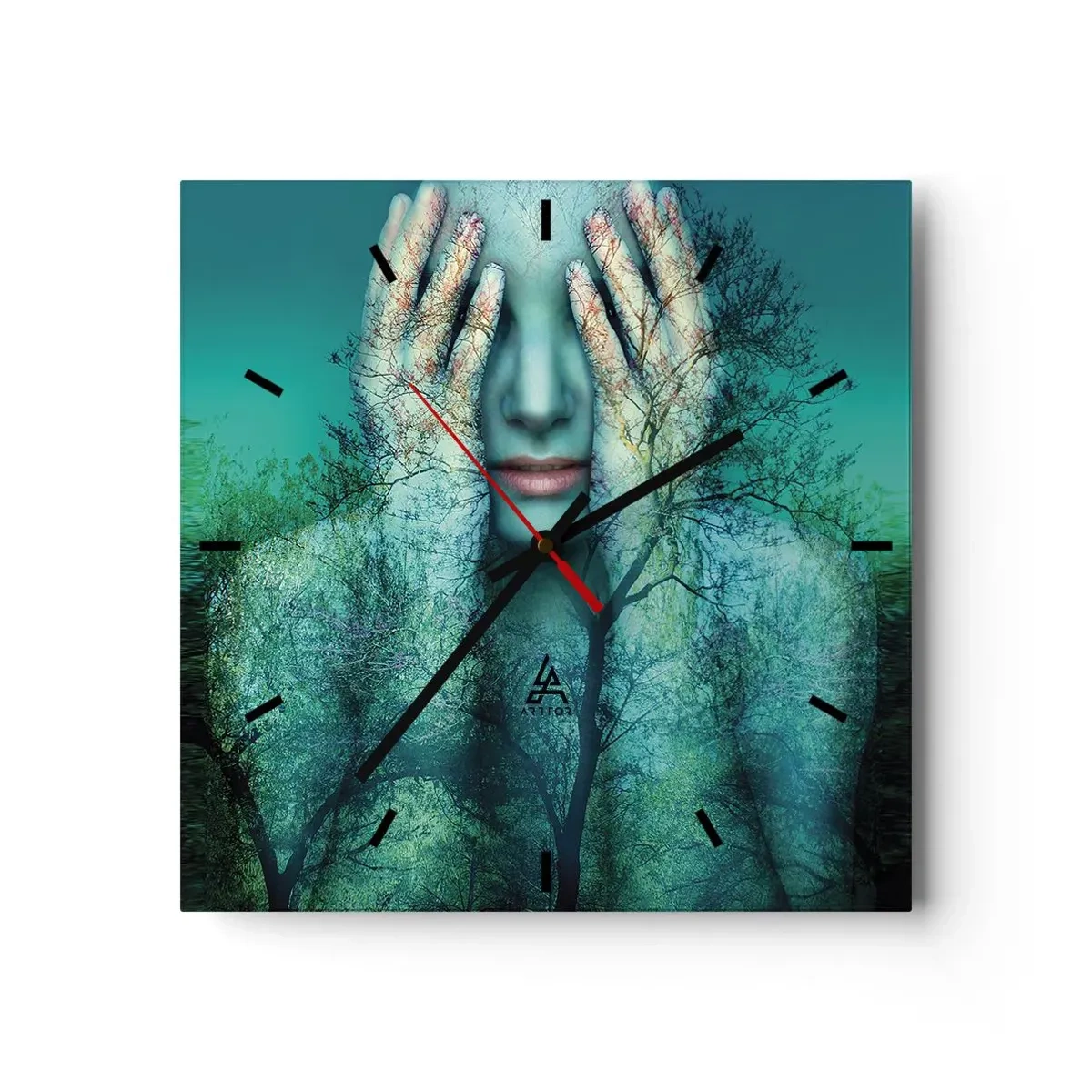 Nástěnné hodiny - Ponořená do modré - 40x40 cm
