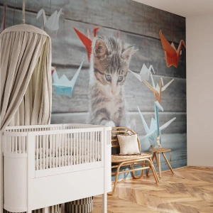 Fototapeta Premium Sand - První lekce - Zvířata, Kočka, Origami - 100x70 cm