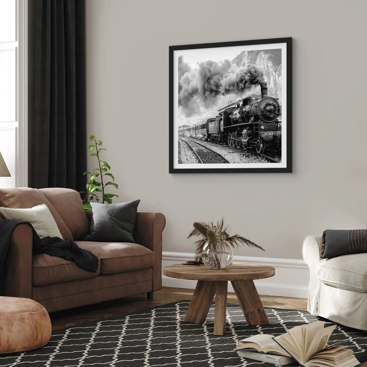 Plakát v černém rámu - Stojí na nádraží… - 60x60 cm