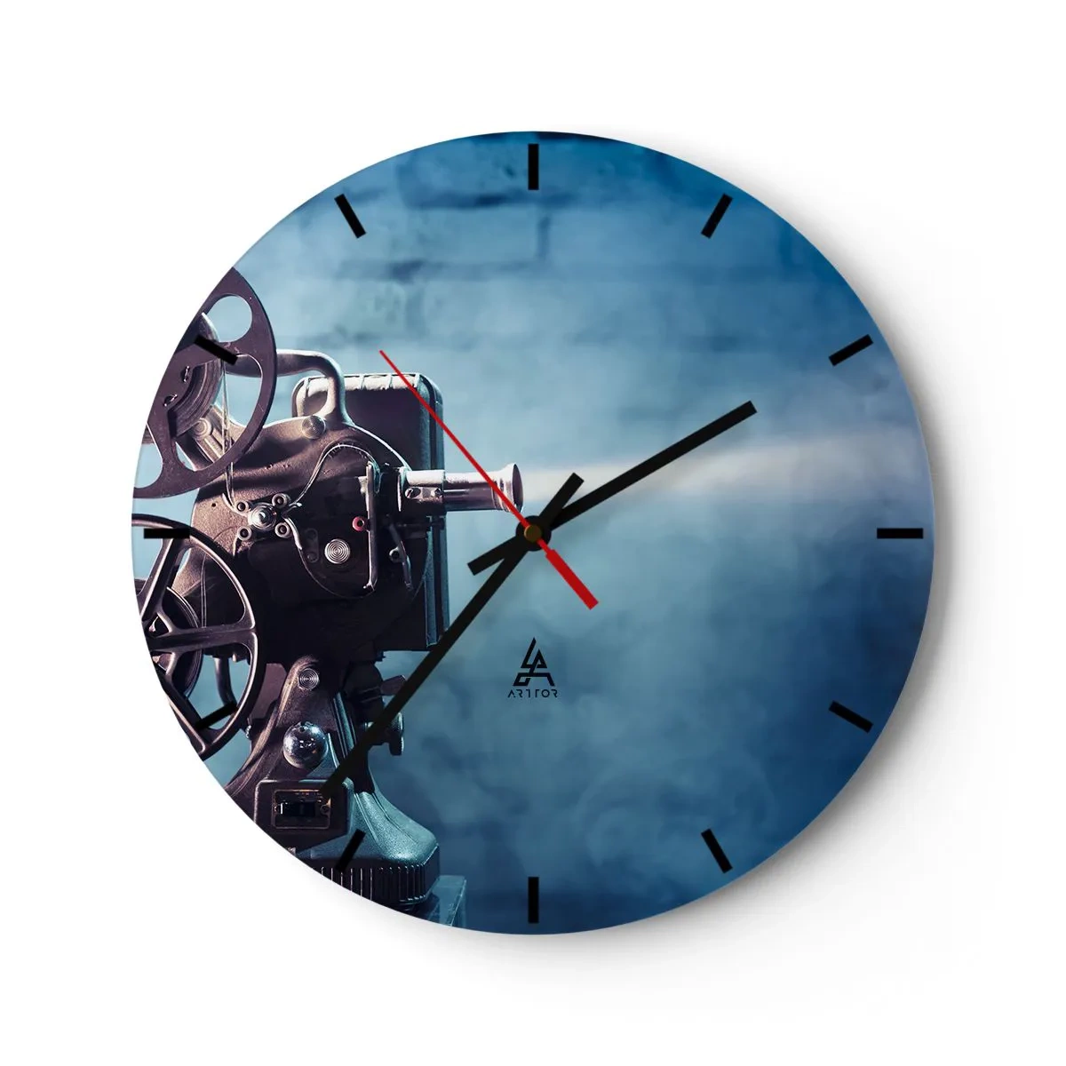 Nástěnné hodiny - Retro filmový projektor s efektem rozptýleného světla - 30x30cm - Ve starém kině - Moderní nástěnná dekorace do obývacího pokoje, kuchyně a ložnice ARTTOR