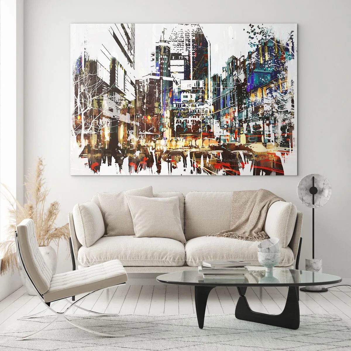 Obraz na skle - Třpytivé město - 100x70 cm