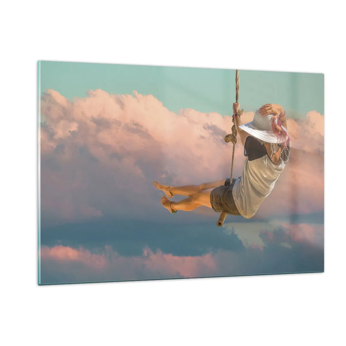 Obraz na skle - Hra v oblacích - 120x80 cm