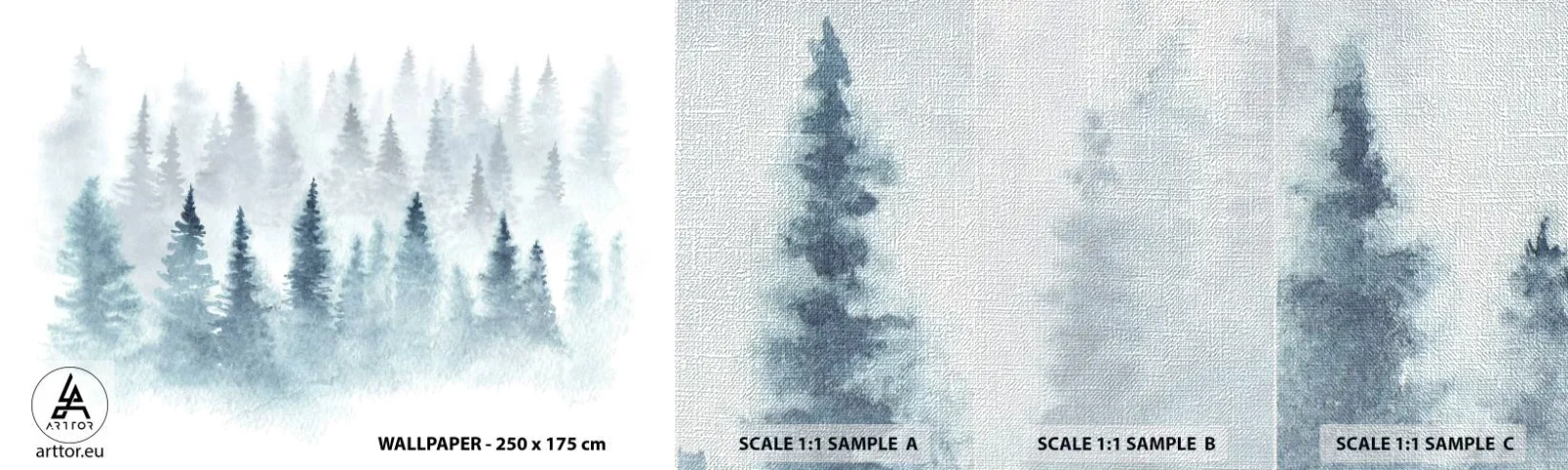 Vzor Fototapety Premium Canvas - Zahalené mlhou - Krajina, Les, Smrk - 100x30 cm