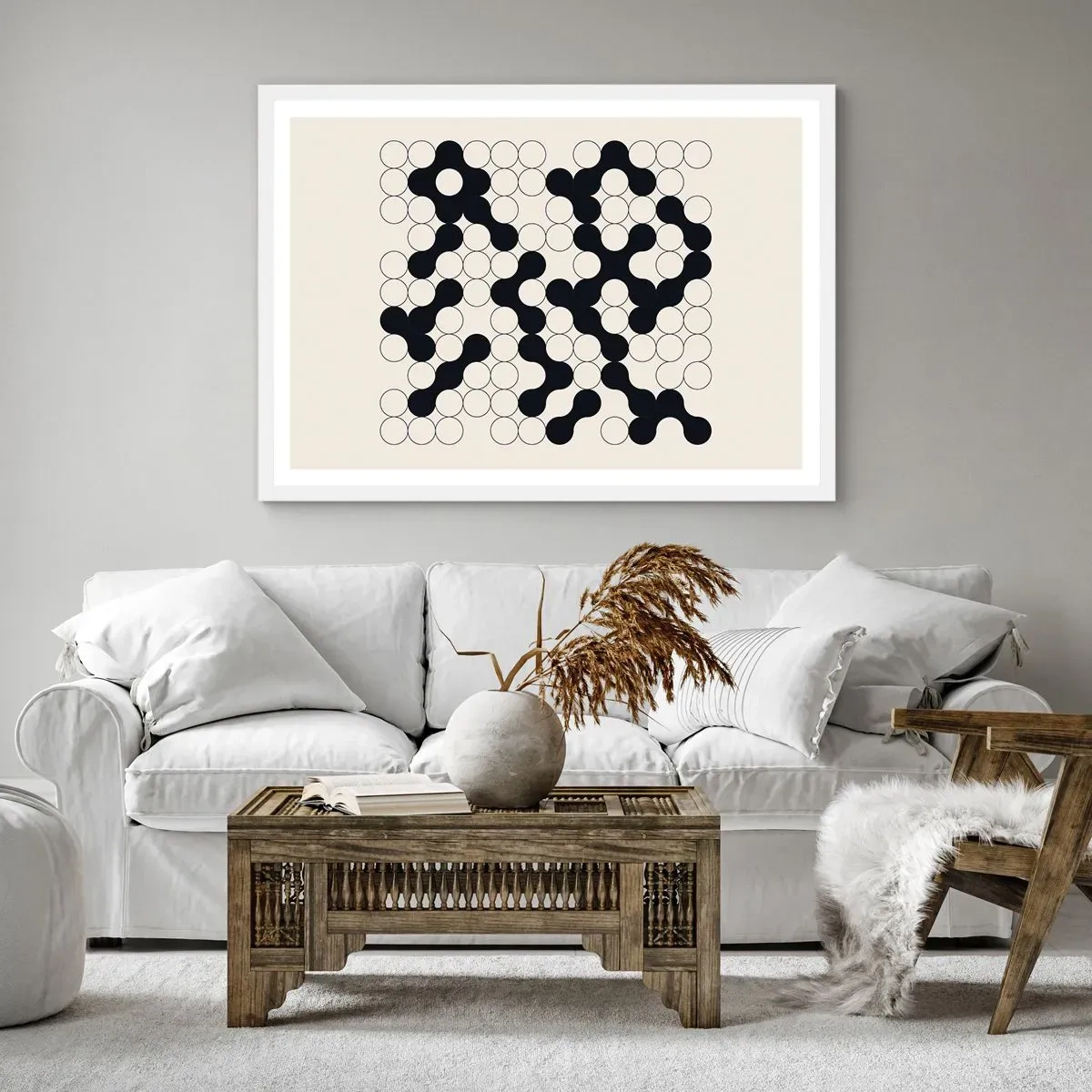 Plakát v bílém rámu - Čínská hra – variace - 91x61 cm