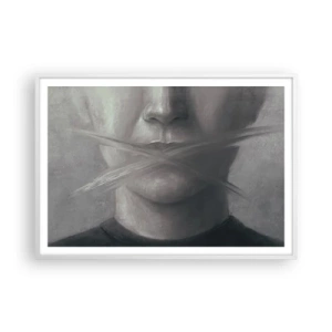 Plakát v bílém rámu - Ani slovo - 100x70 cm