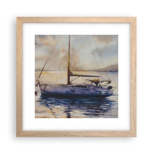 Plakát v rámu světlý dub - Večer v zátoce - 30x30 cm