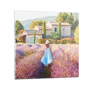 Obraz na skle - Levandulová dívka - 30x30 cm