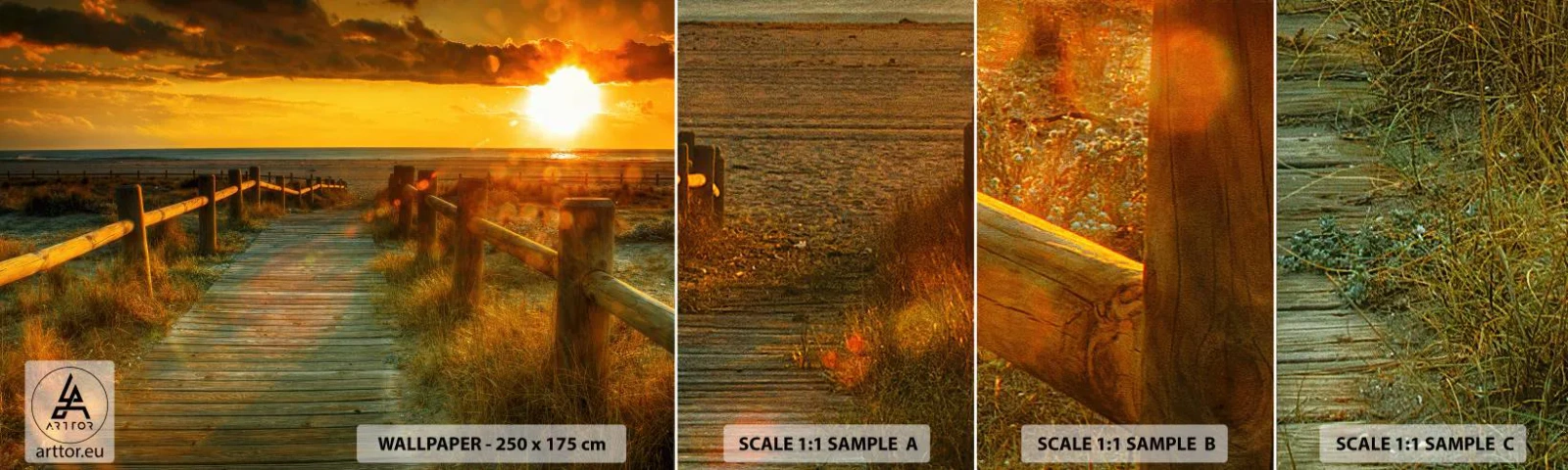 Fototapeta Vzorek Standard Eco - Vykoupané ve starém zlatě - Krajina, Moře, Sestup na Pláž - 100x30 cm