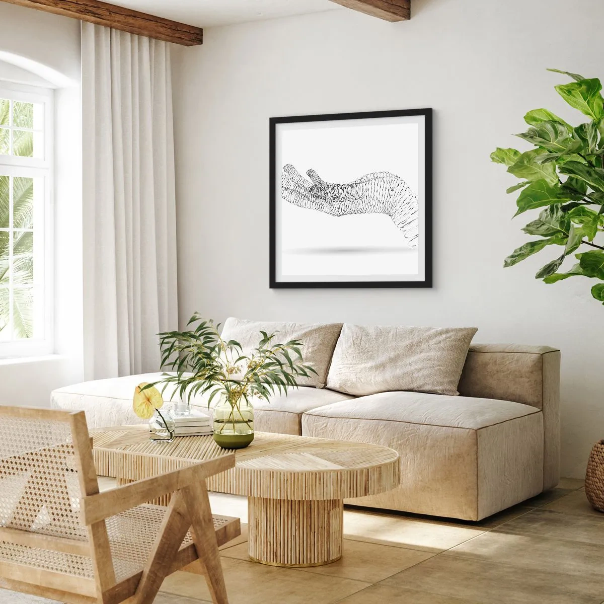 Plakát v černém rámu - Pružná ruka - 50x50 cm