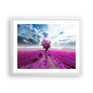 Plakát v bílém rámu - Vřesoviště - divočina - 50x40 cm