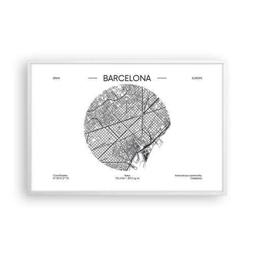 Plakát v bílém rámu - Anatomie Barcelony - 91x61 cm