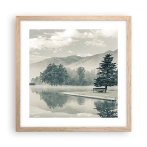 Plakát v rámu světlý dub - Jezero ještě spí - 40x40 cm