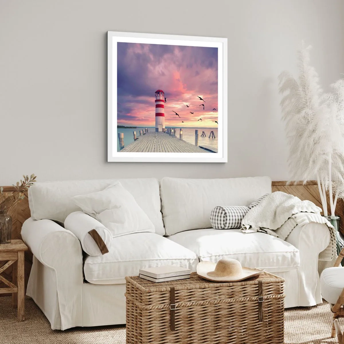 Plakát v bílém rámu - Čas jít do přístavu - 50x50 cm